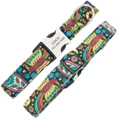 Adjustable Nylon Dog & Cat Collar – Personalized ID Collar with Engraved Name Buckle, Anti-Lost for Small, Medium & Large Pets
