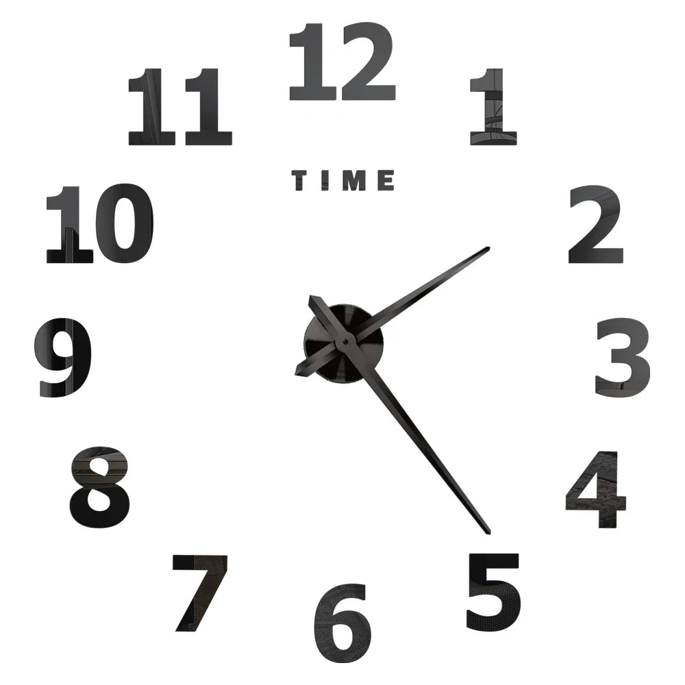 3D DIY Wall Clock - Modern Acrylic Mirror Sticker Quartz Clock For Living Room Decor With Silent Movement