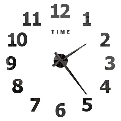 3D DIY Wall Clock - Modern Acrylic Mirror Sticker Quartz Clock For Living Room Decor With Silent Movement