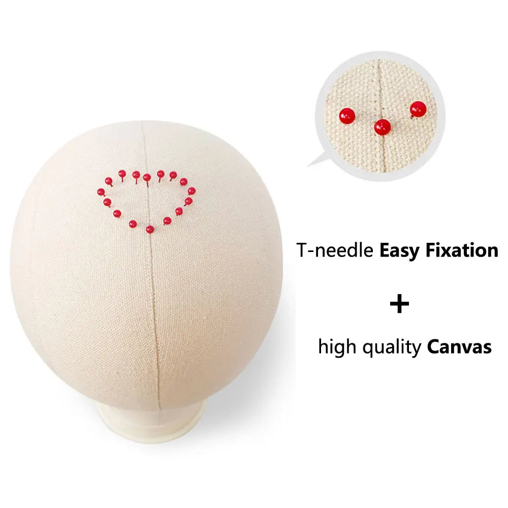 Canvas Wig Head Stand 21-24 Inch – Mannequin for Hairstyling, Wig Making & Display with Support Holder