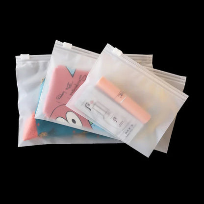 10PCS 16-Wire Frosted Zipper Bags – Underwear, Panties & Socks Packaging with Air Hole, Resealable Cosmetic Storage