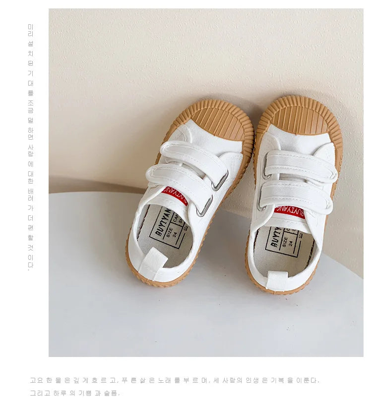 Children’s Canvas Shoes — Boys & Girls Spring/Autumn Breathable Toddler Shoes with Soft Sole & Hook-and-Loop Closure