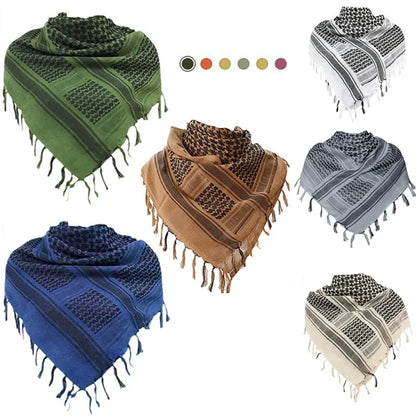 43x43 inches Tactical Hunting Scarf | Military Shemagh Desert Keffiyeh Head Wrap | Arab Neck Scarf with Tassel