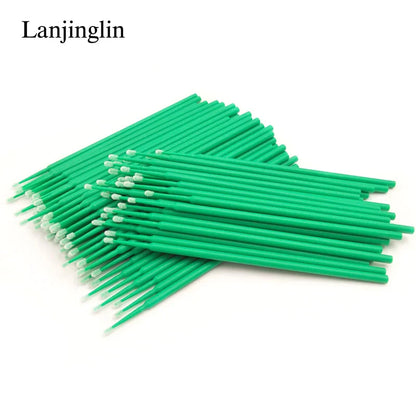 100/200pcs Eyelash Cleaning Brushes — Micro Cotton Swabs & Microbrushes for Lash Extensions, Makeup Removal & Beauty Care