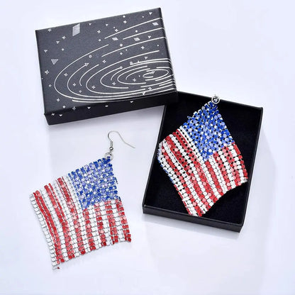 American Flag Drop Earrings - Patriotic 4th of July Independence Day Jewelry for Women