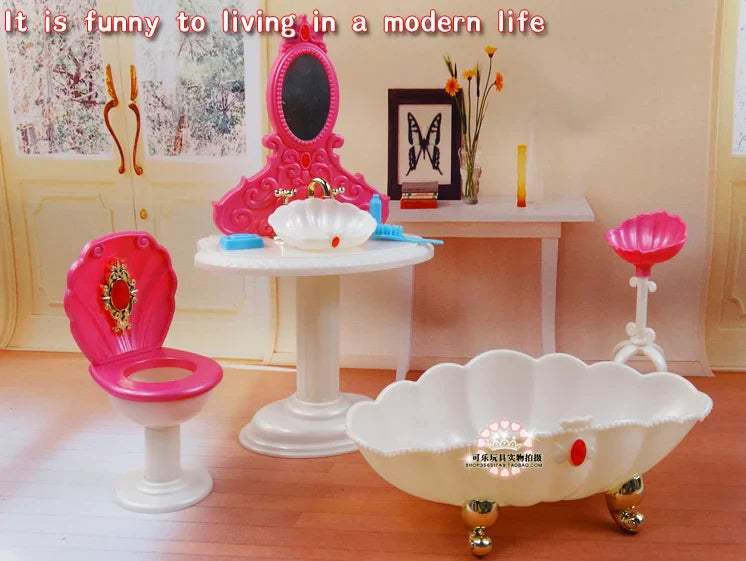 Barbie Doll Furniture Set – Miniature Playhouse Accessories for Fashion Dolls