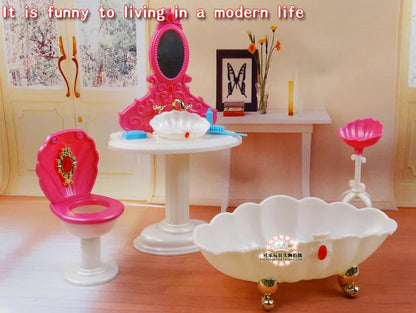 Barbie Doll Furniture Set – Miniature Playhouse Accessories for Fashion Dolls