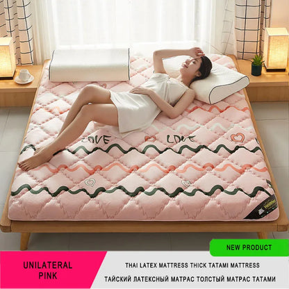6/10cm Thai Natural Latex Floor Mattress – Foldable Tatami Mat with 95D Filling & Cotton Cover, Slow Rebound Comfort