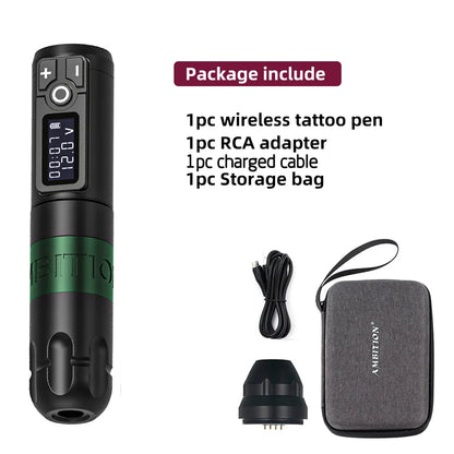 Ambition Soldier Wireless Tattoo Machine — Rotary Battery Pen with 2400mAh & LED Digital Display | Portable Power Pack for Body Art