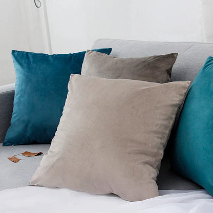 Velvet Pillow Cover 40x40 cm – Decorative Cushion Case for Living Room Sofa, Home Decor in Yellow, Green & Blue