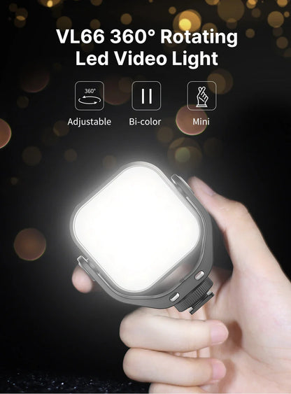 Ulanzi Vijim VL66 Adjustable LED Video Light – 360° Rotatable, Rechargeable Fill Light for DSLR, SLR & Mobile