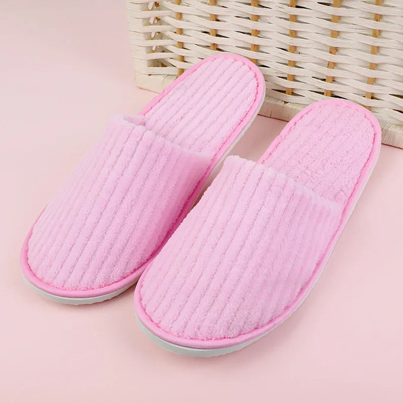 5 Pairs Mix Color Disposable Hotel Slippers – Cotton Non-Slip Slides for Men & Women Home, Travel, SPA & Hospitality Use
