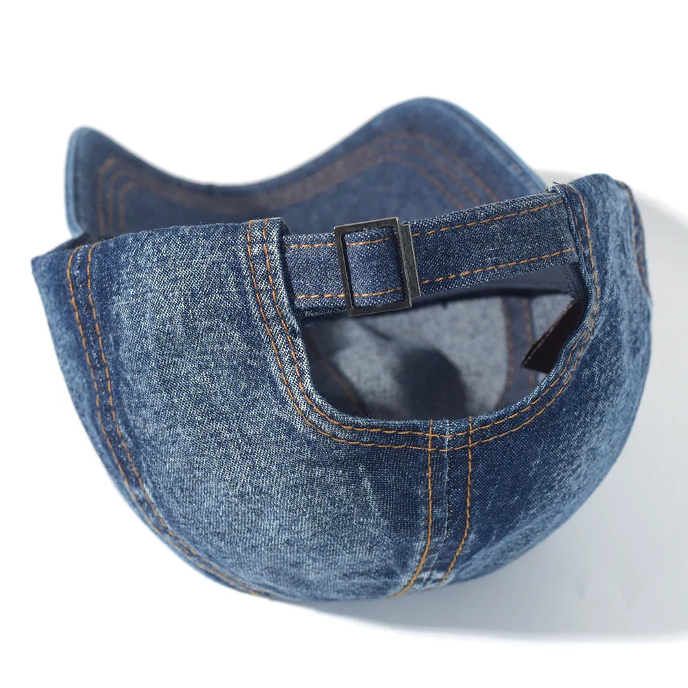 Vintage Washed Cotton Baseball Cap – Adjustable Denim Dad Hat for Men & Women, Low Profile Trucker Style
