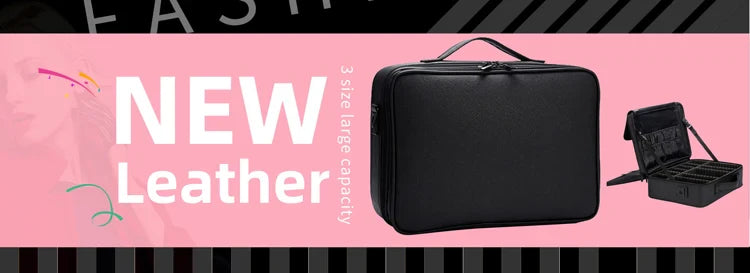 New PU Leather Cosmetic Bag for Women – Multi-Functional Portable Travel Makeup Storage Case