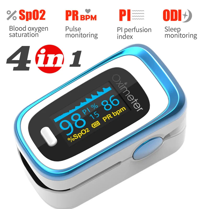 KIUZOU Finger Pulse Oximeter – SPO2, PR, PI, RR Blood Oxygen Saturation & Heart Rate Monitor, OLED Display