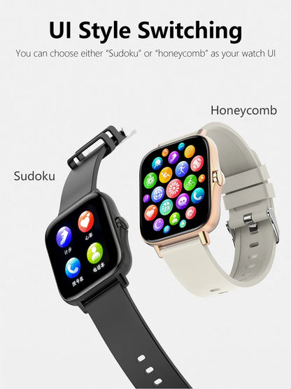 Smartwatch with Full Touch Screen — Call, Message Reminder, Music Control & Multi-Function Fitness Tracker, Compatible with iPhone & Android