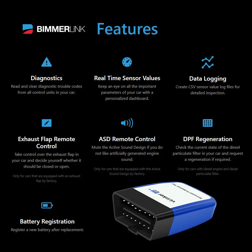 Vgate vLinker BM ELM327 for BMW – WiFi Bluetooth 4.0 OBD2 Car Diagnostic Scanner, Auto Scan Tool, Bimmercode ELM 327 V1.5