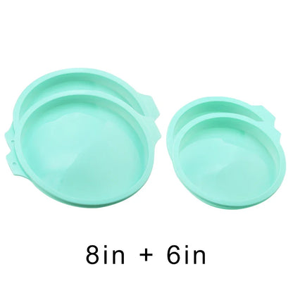 FAIS DU Silicone Cake Pan Set – 2-8pcs 4/6/8inch Round Molds for Rainbow Cake & Mousse Baking