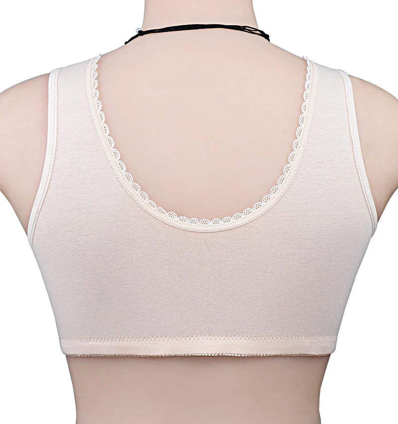 Comfortable Cotton Wireless Bra for Women — Lace Front Closure Soft Lingerie Underwear