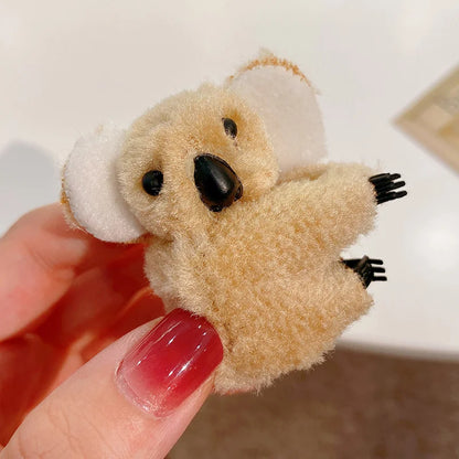 2021 Women’s Cute Koala Bear Hair Clips – Plush Side Bangs Barrettes, Soft Hairpins for Girls and Ladies Hair Accessories