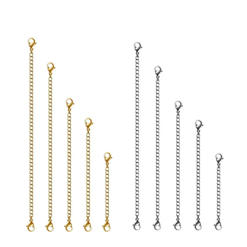 5PCS Stainless Steel Necklace & Bracelet Extender Chains – Lobster Clasp Extension Chains for Jewelry Making & Anklets