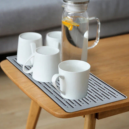 Silicone Dish Drying Mat (41 x 15cm) | Large Countertop, Sink & Dish Draining Mat, Heat-Resistant Trivet