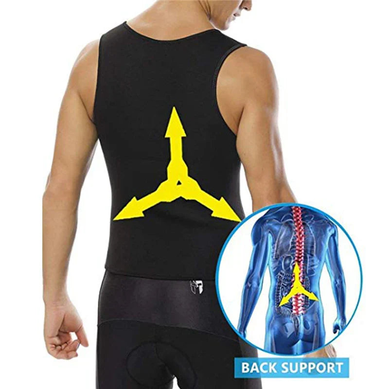 Men’s Body Shaper Waist Trainer – Sauna Sweat Vest Slimming Tank Top for Weight Loss & Fat Burning Workout Shapewear