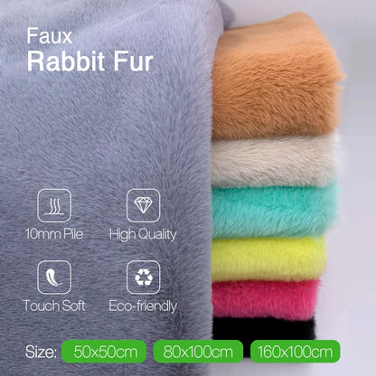 Faux Rabbit Fur Fabric – 50/80/160cm Super Soft 10mm Pile Plush Material for Stuffed Toys & Sewing