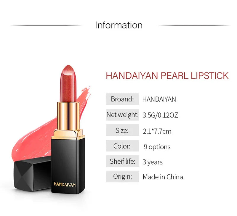 Professional Brand Lipstick – Waterproof, Long-Lasting Nude Pink & Mermaid Shimmer, Luxury Makeup Cosmetic