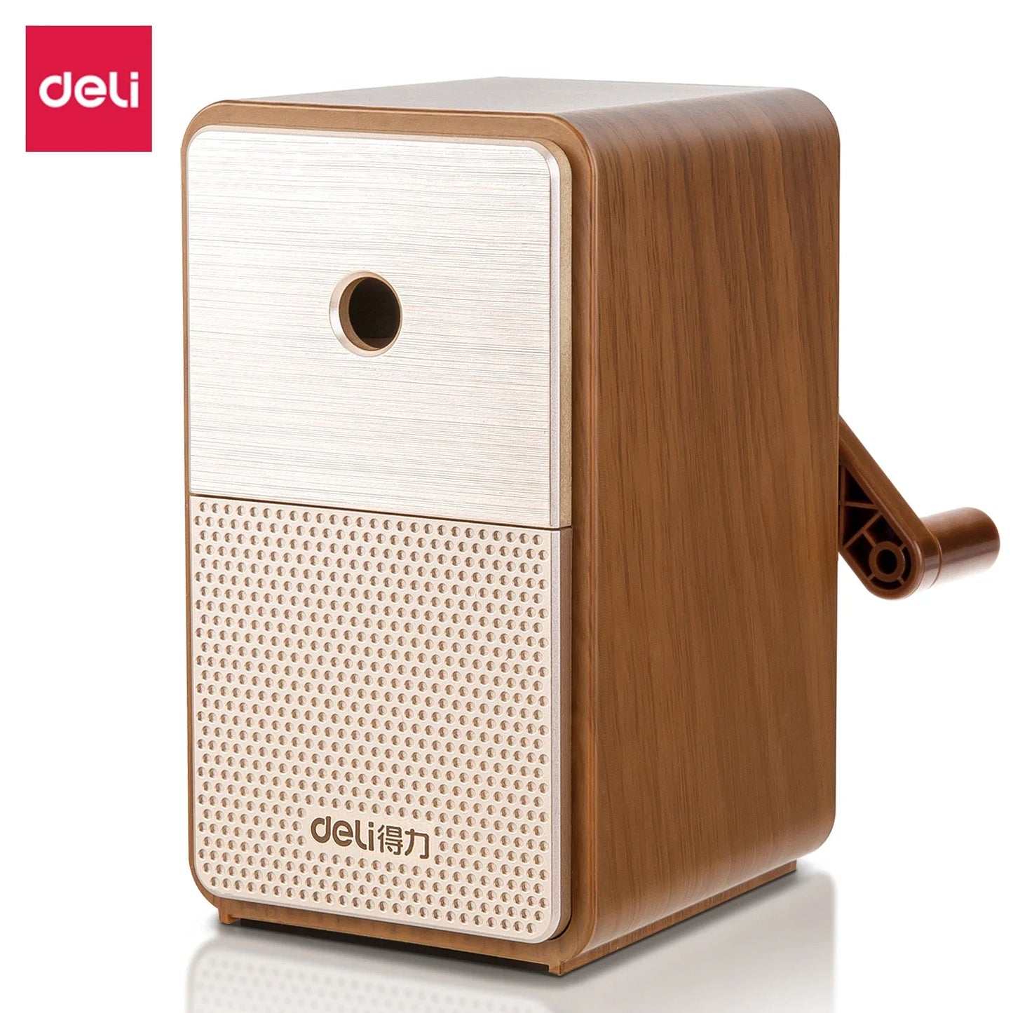 DELI Adjustable Pencil Sharpener — Hand Crank Table Sharpener with Long-Lasting Blade