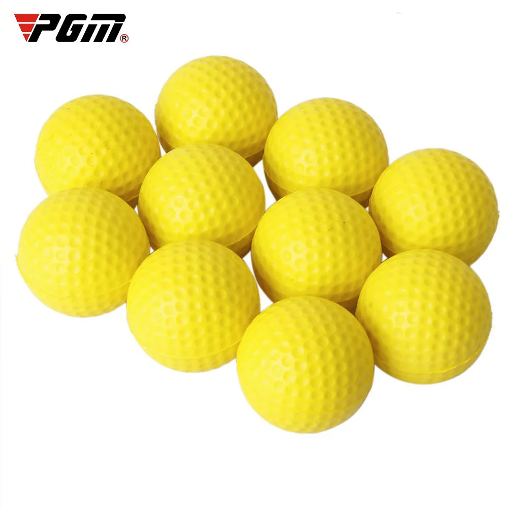 10pcs Yellow PU Foam Golf Balls – Sponge Elastic Indoor & Outdoor Practice Training Balls