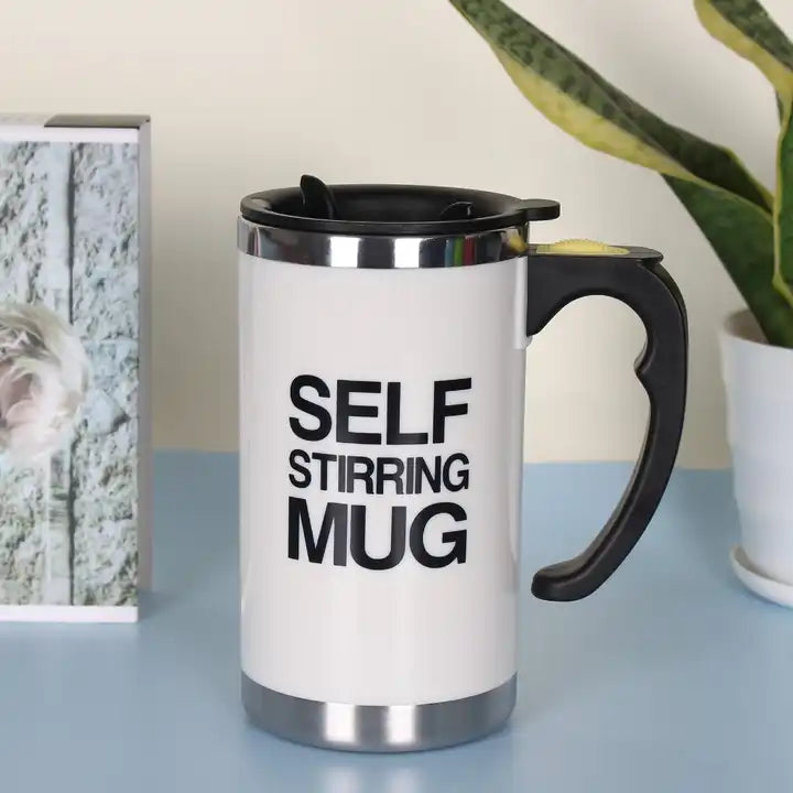 NEW!!! Stainless Steel Self-Stirring Coffee Cup with Custom Logo - Battery or Rechargeable