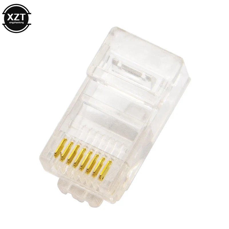 50/100 PCS RJ45 Modular Plugs — 8P8C Cat5 LAN Network Connectors | Professional High-Quality Ethernet Plugs