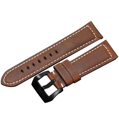 Genuine Leather Watch Band for Panerai Luminor & Radiomir – 18mm-24mm High-Quality Strap with Stainless Steel Buckle