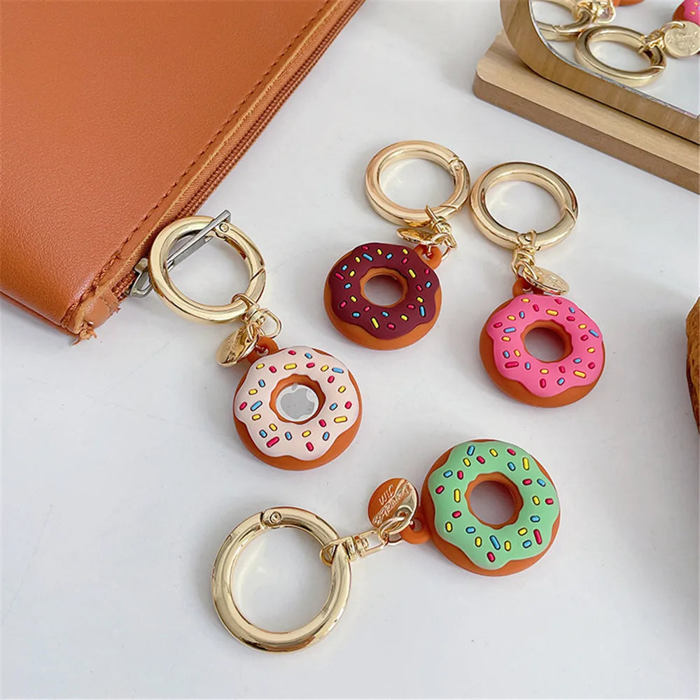 Cartoon Donut Silicone Case for Apple AirTag – Cute Protective GPS Tracker Cover for Dog Collar