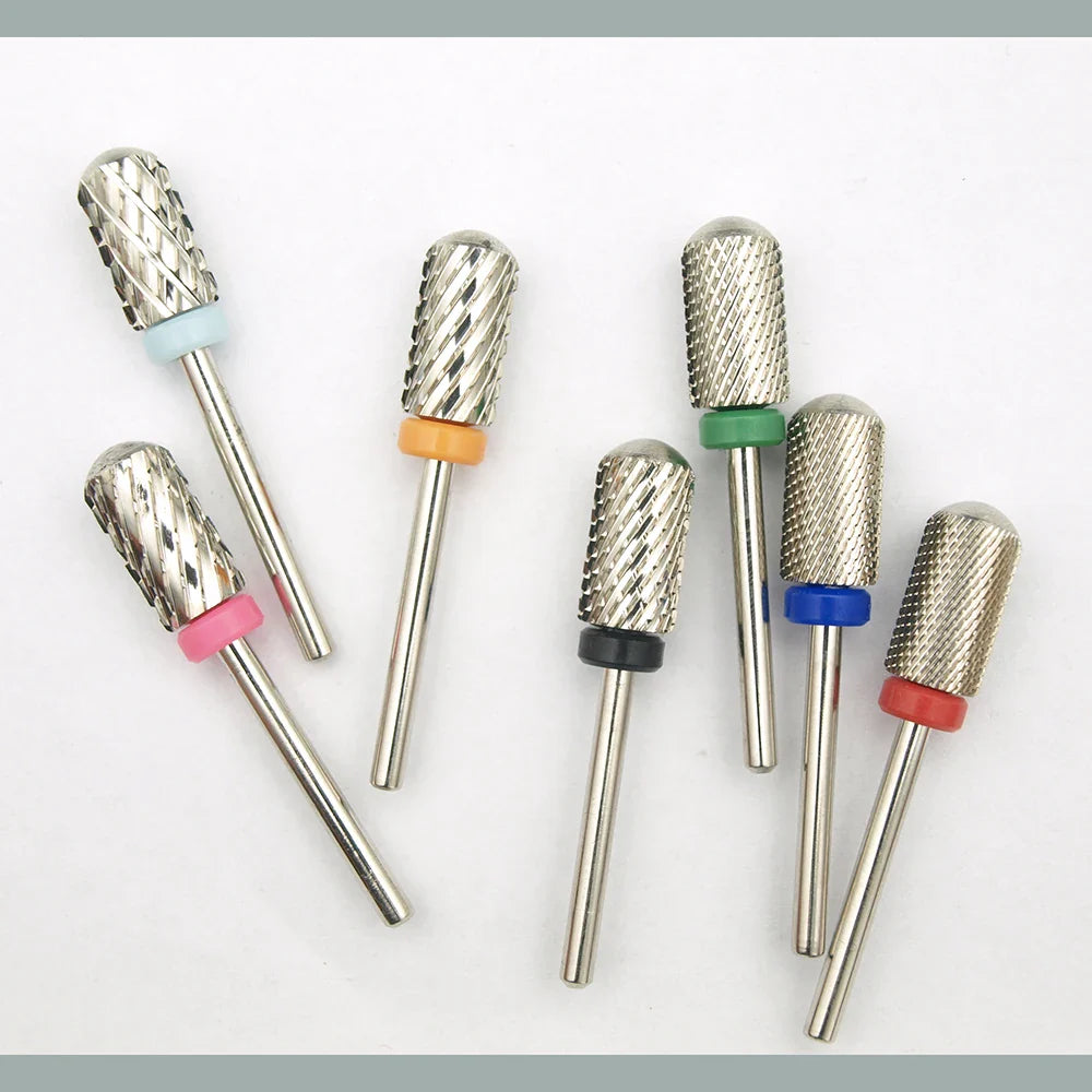 New Silver 6.6mm Big Round Top Barrel Tungsten Steel Carbide Manicure Nail Drill Bit: High-Quality File Accessories