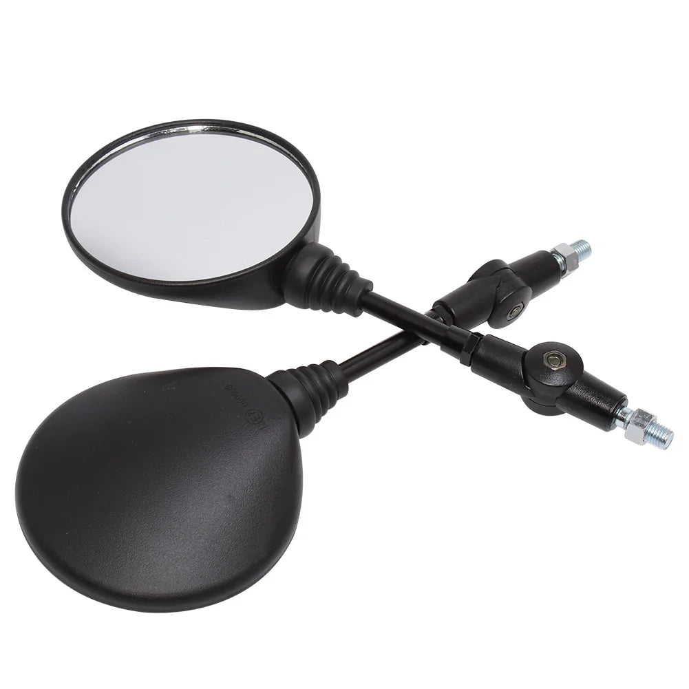 Universal Motorcycle Rearview Mirror 10mm (Black) — Folding Round Anti-Fall Side Mirror
