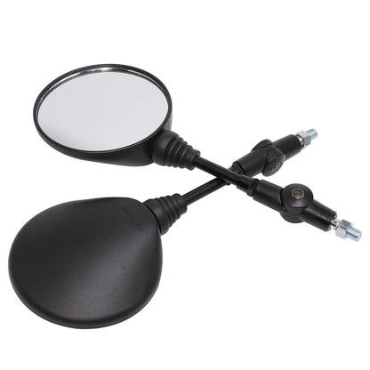 Universal Motorcycle Rearview Mirror 10mm (Black) — Folding Round Anti-Fall Side Mirror