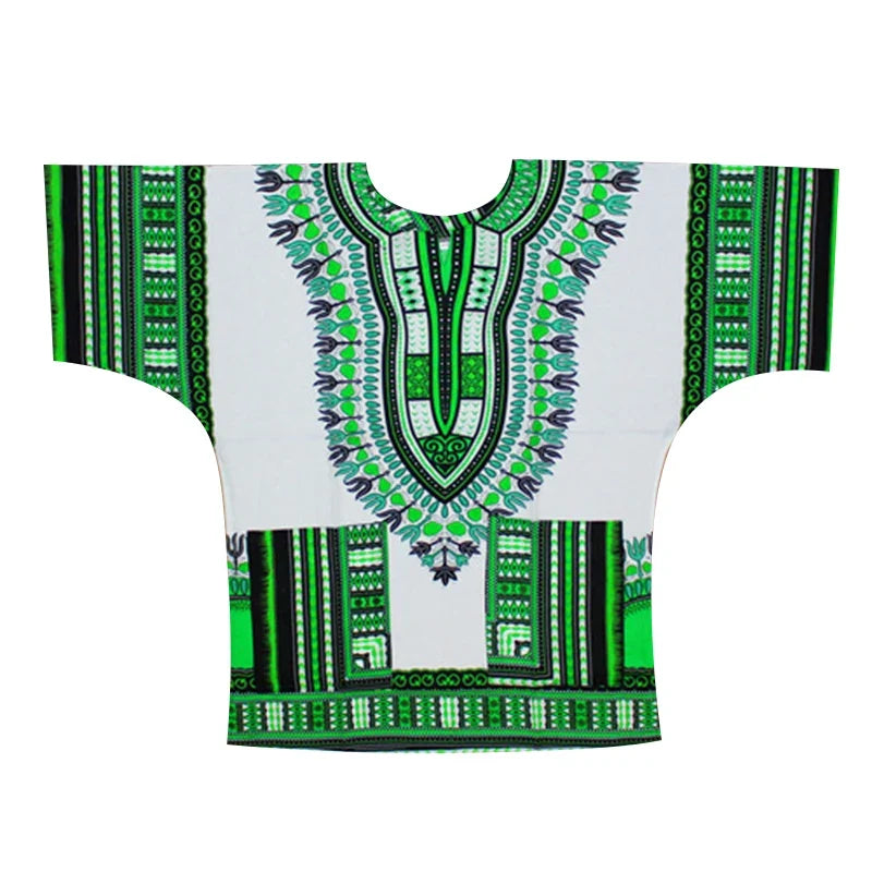 African Dashiki Cotton T-Shirt - Traditional Printed Unisex Fashion Top with Vibrant Ethnic Style Design