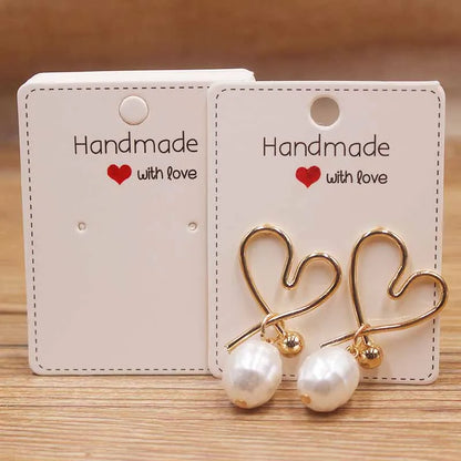 50PC Handmade Style Paper Earring Cards – DIY Jewelry Packaging in Brown & White, Multiple Sizes (5x5cm, 3x3cm, 5x9cm, 5x6.5cm, 5x7cm)