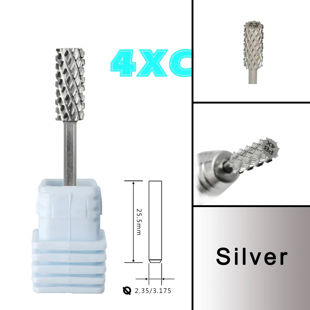 RolinStar 5.35 Small Barrel Silver Tungsten Steel Carbide Nail Drill Bits – Milling Cutter German Accessories