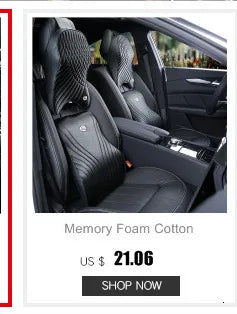 Car Neck & Lumbar Pillow – PU Leather Memory Foam Seat Headrest & Backrest Cushion
