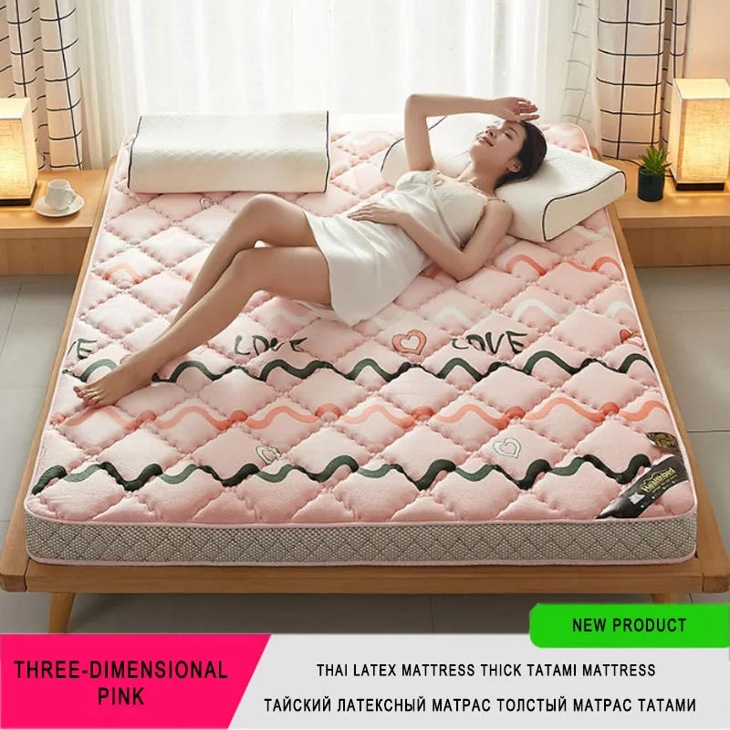 6/10cm Thai Natural Latex Floor Mattress – Foldable Tatami Mat with 95D Filling & Cotton Cover, Slow Rebound Comfort