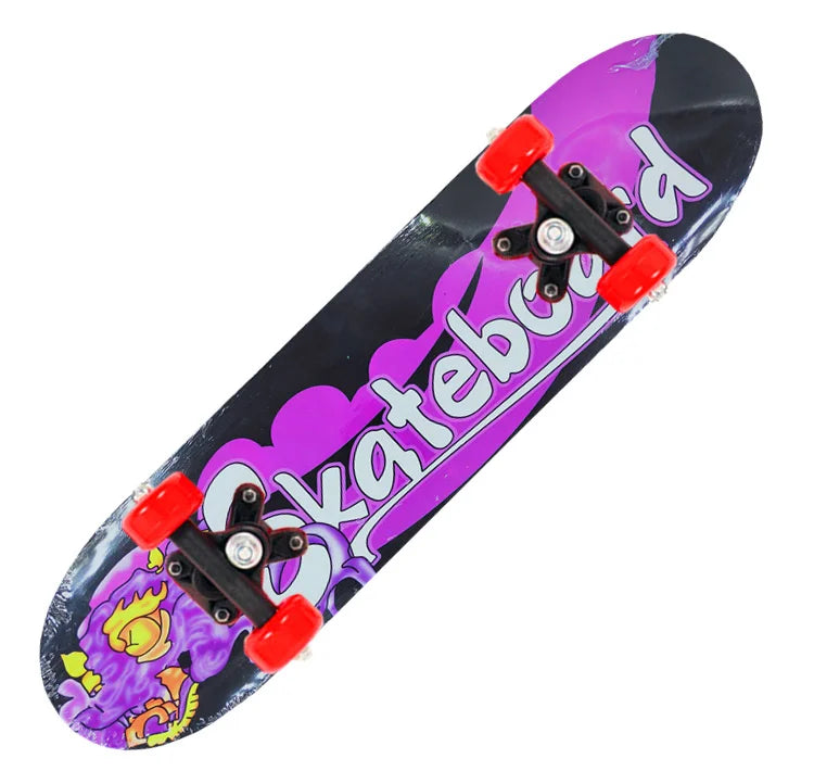 60cm Kids' Beginner Skateboard – Double Rocker Maple Deck with Cartoon Design for Outdoor Fun