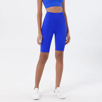 SOISOU Women’s High Waist Nylon Sports Shorts – Breathable No-Show Seamless Yoga, Gym & Cycling Fitness Shorts (24 Colors)