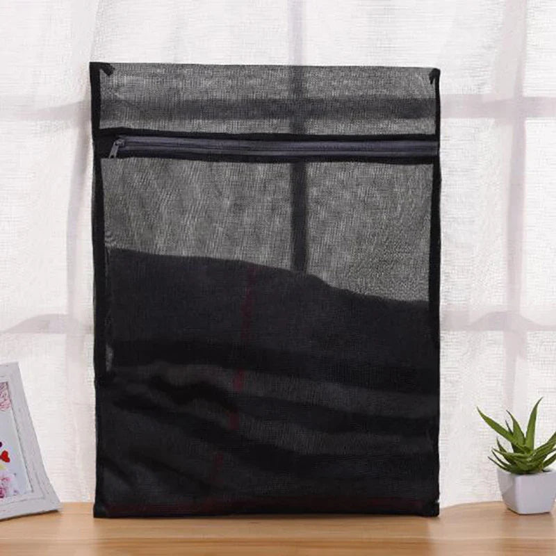 Black Nylon Mesh Laundry Bag – Zippered Washing Bag for Clothes, Bras & Delicates, Washing Machine Safe