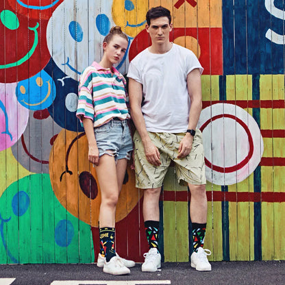 Funny Cartoon Fashion Cotton Socks – Hip Hop Skateboard Style Socks for Men & Women, Beer, Pizza, Astronaut & Pineapple Print Casual Wear Socks