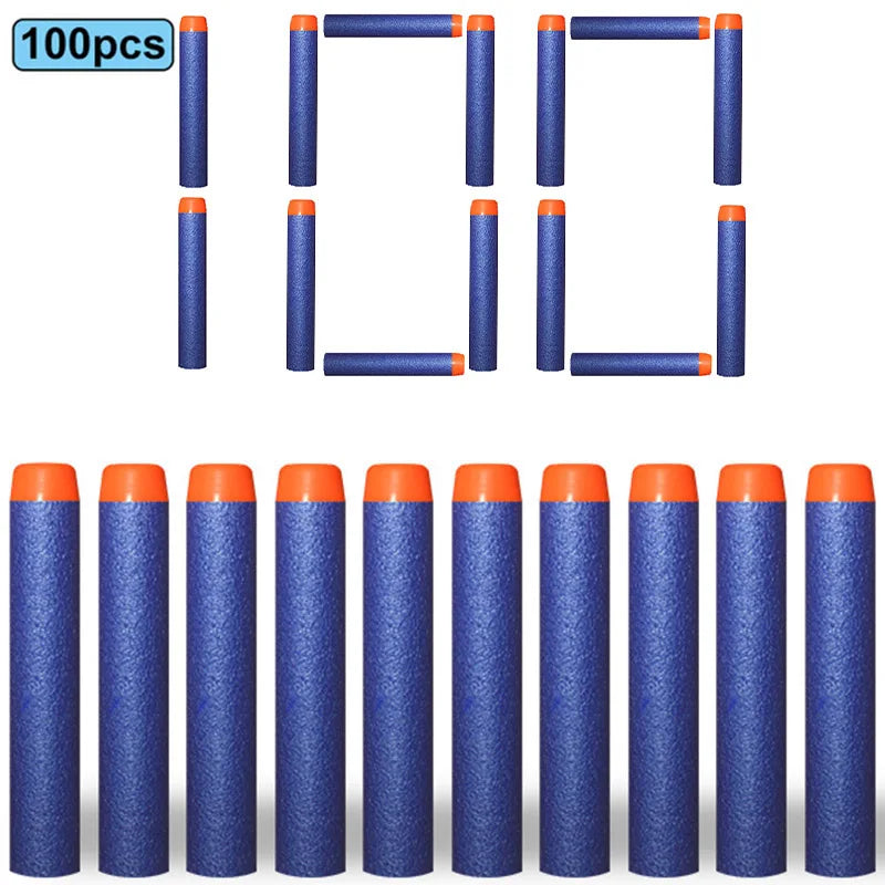 100pcs 7.2cm Soft Nerf Darts - Round Head Refill Sponge Bullets for NERF N-Strike Blasters, Kids Toy Gun Ammo