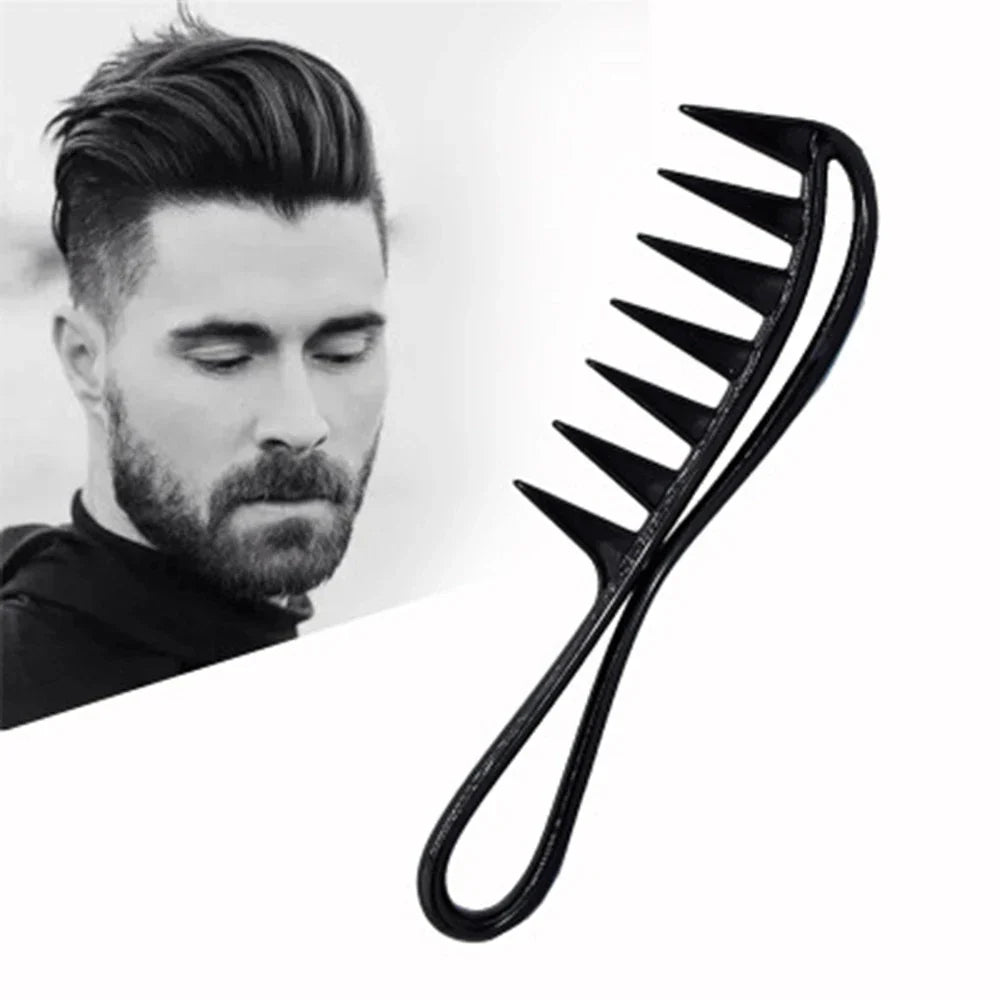 Wide Tooth Shark Plastic Comb for Men - Barber Styling & Hairdressing Tool, Ideal for Clipping, Curling, and Scalp Massage