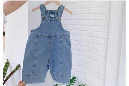 2024 Autumn Kids Denim Overalls – Loose Casual Bib Pants for Boys & Girls 1-7Y Spring Fall Outwear